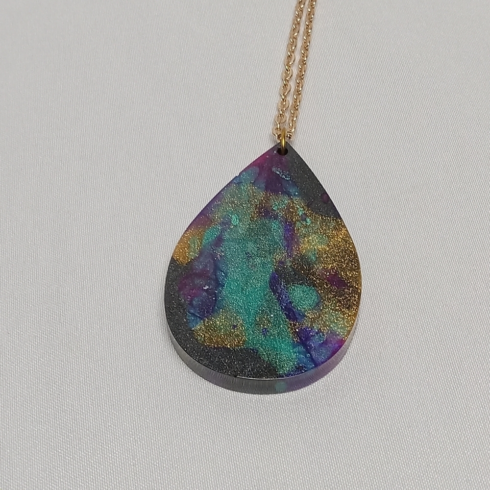 Hand Crafted Multicolor Teardrop Pendant Necklace